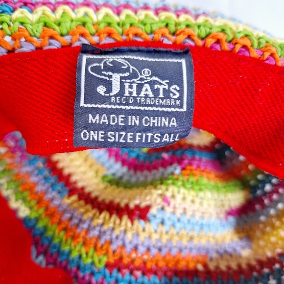 NWOT J Hats brand "The Crocheted Rainbow Bohemian" Bucket hat one size. - Picture 4 of 4